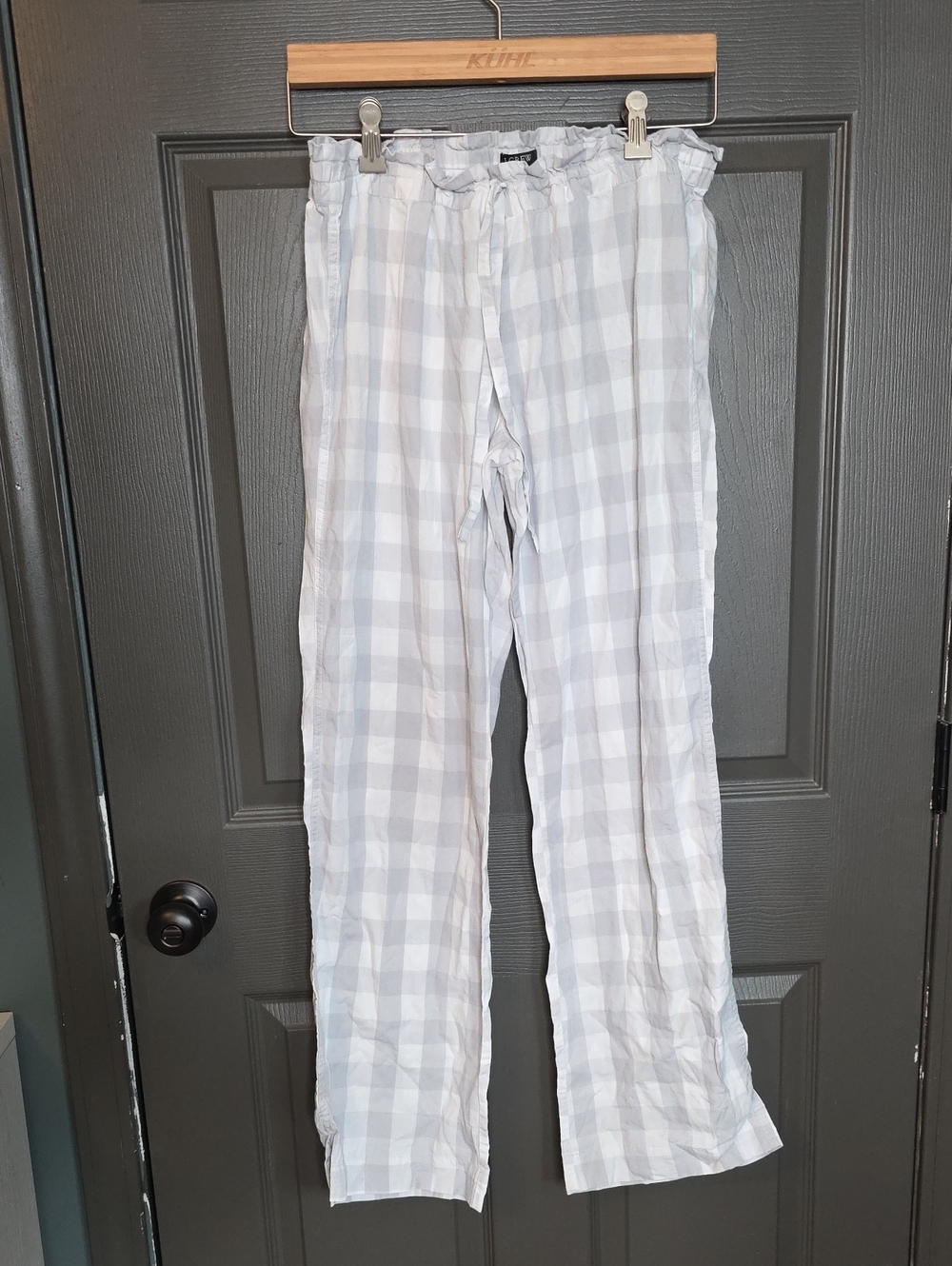 J. Crew Light Gray And White Plaid Pajama Pants 100% Cotton Small